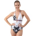 IM Fourth Dimension Black White Halter Cut-Out One Piece Swimsuit View1