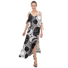 Im Fourth Dimension Black White 4 Maxi Chiffon Cover Up Dress by imanmulyana