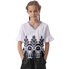 Im Fourth Dimension Black White 5 Kids  V-neck Horn Sleeve Blouse by imanmulyana