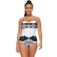 Im Fourth Dimension Black White 6 Retro Full Coverage Swimsuit by imanmulyana