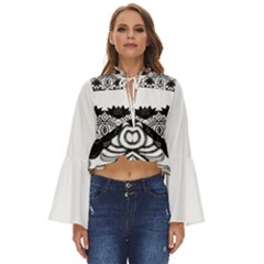 Im Fourth Dimension Black White 6 Boho Long Bell Sleeve Top by imanmulyana