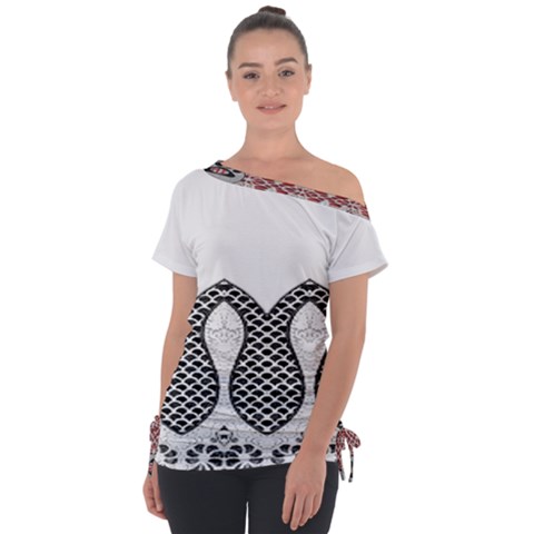 Im Fourth Dimension Black White 8 Off Shoulder Tie-up Tee by imanmulyana