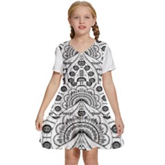 Im Fourth Dimension Black White 9 Kids  Short Sleeve Tiered Mini Dress by imanmulyana