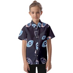 Eyes Evil Eye Blue Pattern Design Kids  Short Sleeve Shirt by artworkshop