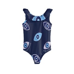 Eyes Evil Eye Blue Pattern Design Kids  Frill Swimsuit by artworkshop