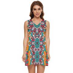 Mandala Spirit Tiered Sleeveless Mini Dress by zappwaits