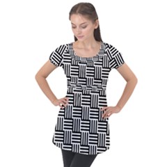 Basket Puff Sleeve Tunic Top by nateshop