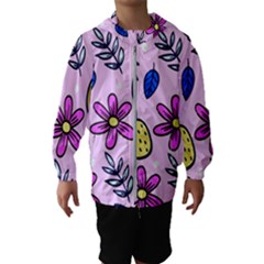 Flowers Purple Kids  Hooded Windbreaker by nateshop