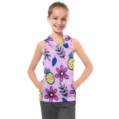 Flowers Purple Kids  Sleeveless Hoodie by nateshop