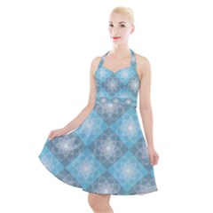 Triangle Blue Halter Party Swing Dress  by nateshop