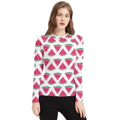 Illustration Watermelon Fruit-food Melon Women s Long Sleeve Rash Guard by Sapixe