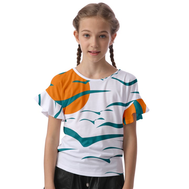 Sunset Glow Sun Bird Kids  Cut Out Flutter Sleeves