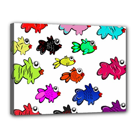 Fish Fishes Marine Life Swimming Water Canvas 16  X 12  (stretched) by Sapixe