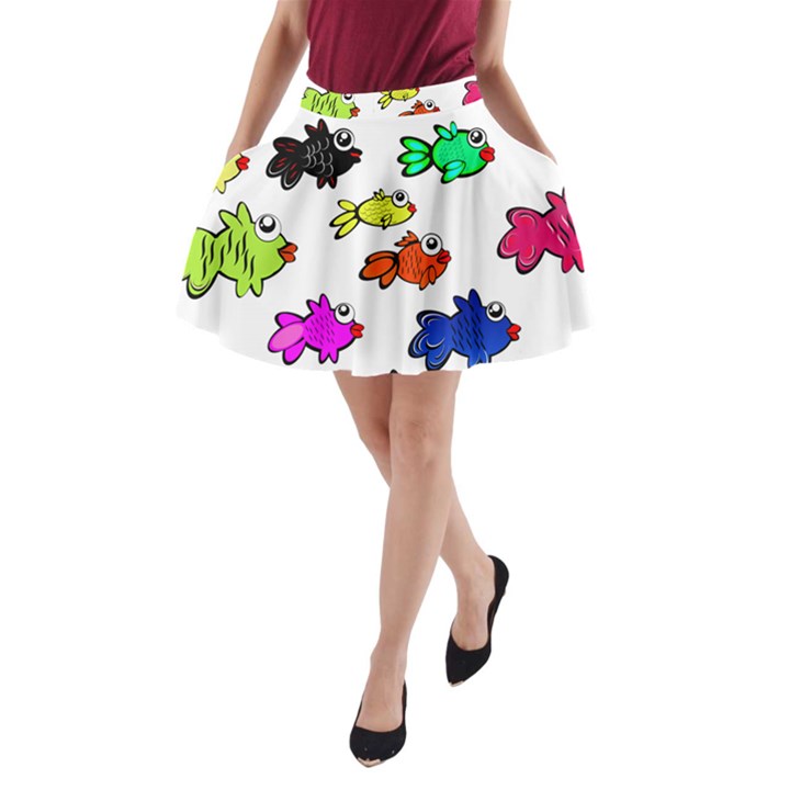 Fish Fishes Marine Life Swimming Water A-Line Pocket Skirt