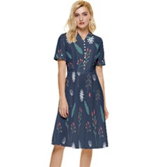 Background-flower Button Top Knee Length Dress by nateshop