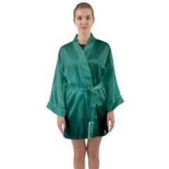 Background-green Long Sleeve Satin Kimono by nateshop