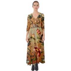 Flower Cubism Mosaic Vintage Button Up Boho Maxi Dress by Sapixe