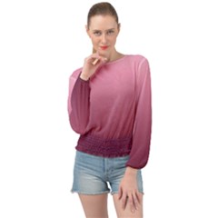 Background-pink Banded Bottom Chiffon Top by nateshop