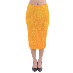 Background-yellow Velvet Midi Pencil Skirt by nateshop