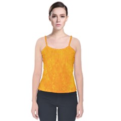 Background-yellow Velvet Spaghetti Strap Top by nateshop