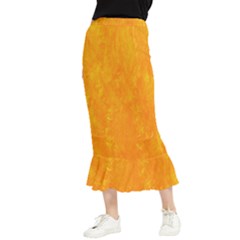 Background-yellow Maxi Fishtail Chiffon Skirt by nateshop