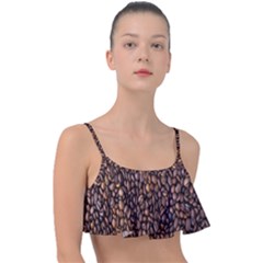 Coffee Beans Food Texture Frill Bikini Top by artworkshop