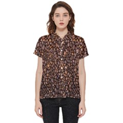 Coffee Beans Food Texture Short Sleeve Pocket Shirt by artworkshop