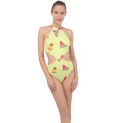 Ice-cream Halter Side Cut Swimsuit by nateshop