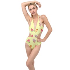 Ice-cream Plunging Cut Out Swimsuit by nateshop