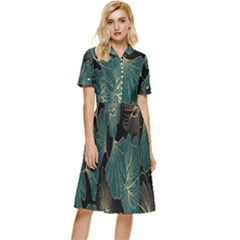 Leaves Button Top Knee Length Dress by nateshop