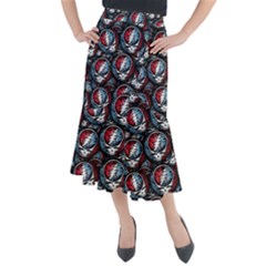 Grateful Dead Pattern Midi Mermaid Skirt by Jancukart