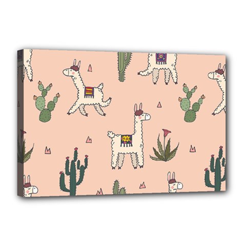 Llamas Pattern Canvas 18  X 12  (stretched) by Jancukart