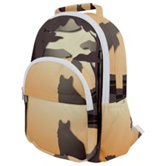 Vectors Painting Wolves Nature Forest Rounded Multi Pocket Backpack by Amaryn4rt