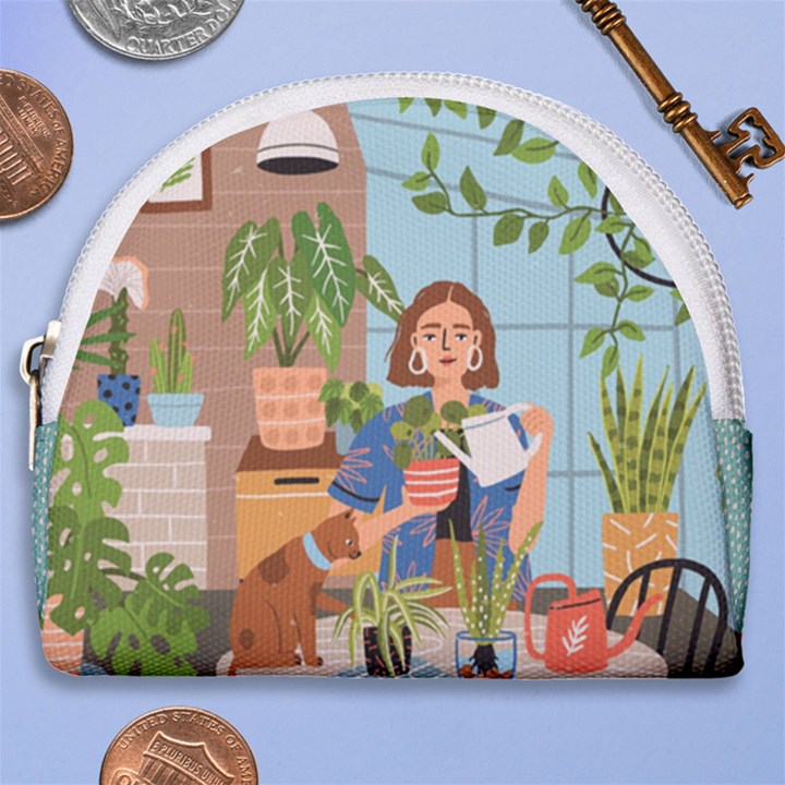 Crazy plant lady at greenhouse  Horseshoe Style Canvas Pouch