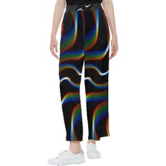 Rainbow Waves Art Iridescent Women s Pants  by Amaryn4rt