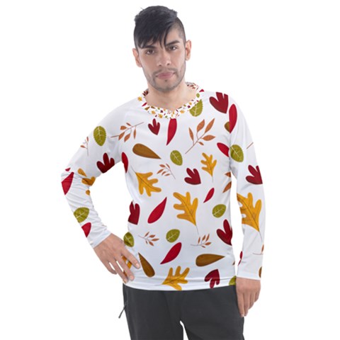 Leaves Fall Autum Colors Season Men s Pique Long Sleeve Tee by Amaryn4rt