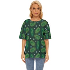 Leaves Snowflake Pattern Holiday Oversized Basic Tee by Amaryn4rt