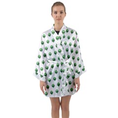 Aliens Ufo Fantasy Pattern Long Sleeve Satin Kimono by Wegoenart