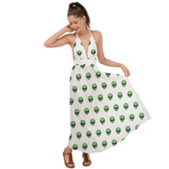 Aliens Ufo Fantasy Pattern Backless Maxi Beach Dress by Wegoenart