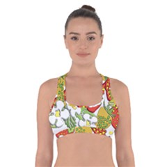 Strawberries Berry Strawberry Leaves Cross Back Sports Bra by Wegoenart