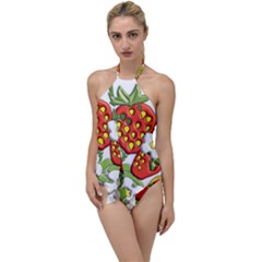 Strawberries Berry Strawberry Leaves Go With The Flow One Piece Swimsuit by Wegoenart