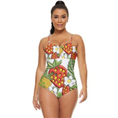 Strawberries Berry Strawberry Leaves Retro Full Coverage Swimsuit by Wegoenart