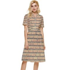 Bricks Wall Red  Button Top Knee Length Dress by artworkshop