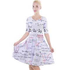 Math Formula Pattern Quarter Sleeve A-line Dress by Wegoenart