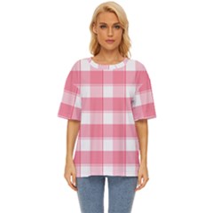 Pink And White Plaids Oversized Basic Tee by ConteMonfrey