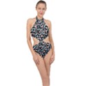 Blue And Pink Jaguar Dots Leopard Black And White Leopard Print Jaguar Dots Halter Side Cut Swimsuit View1