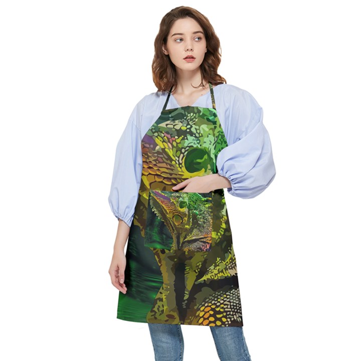 Chameleon Reptile Lizard Animal Pocket Apron