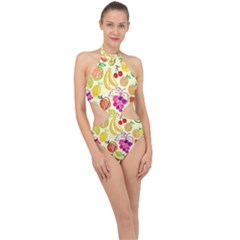 Seamless-fruit Halter Side Cut Swimsuit by nateshop