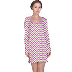 Mave,chevron,white,navi,purple Long Sleeve Nightdress by nateshop