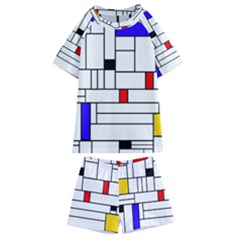 Illustration Geometric Abstract Plates Mosaic Kids  Swim Tee And Shorts Set by Wegoenart